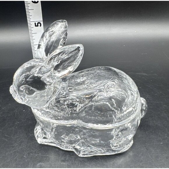 Williams Sonoma Clear Textured Glass Bunny Shaped Candy Trinket Covered Dish - Picture 9 of 10